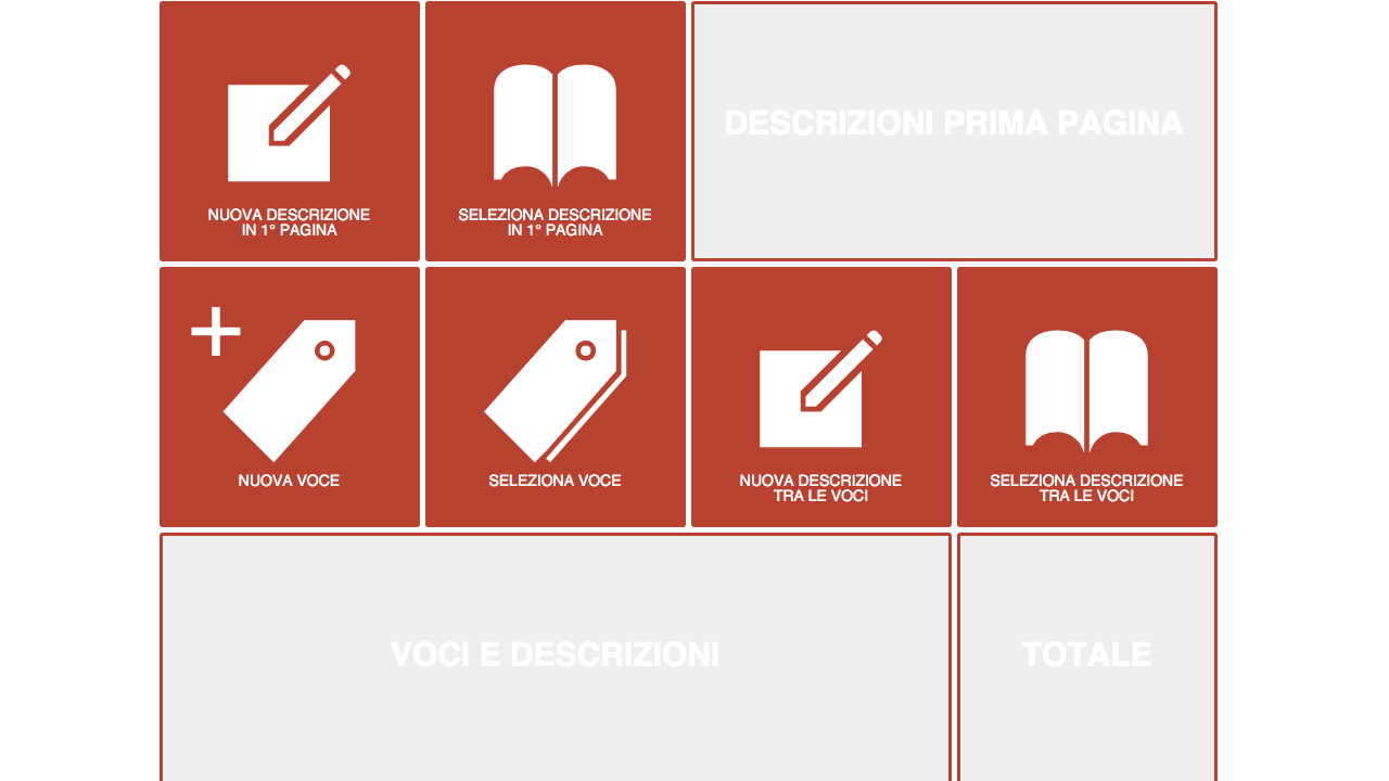 Pannello principale al centro